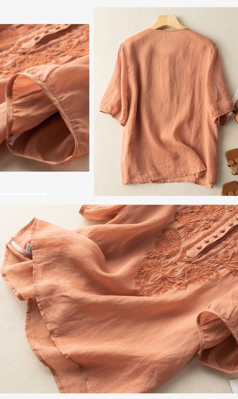 Blouse – Lin Brodé & Col Rond