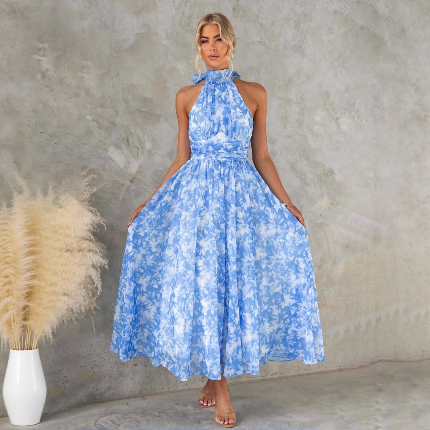 Robe – Longue Imprimée & Dos Nu