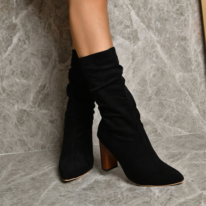 Bottines à Talon Chunky en Suédine