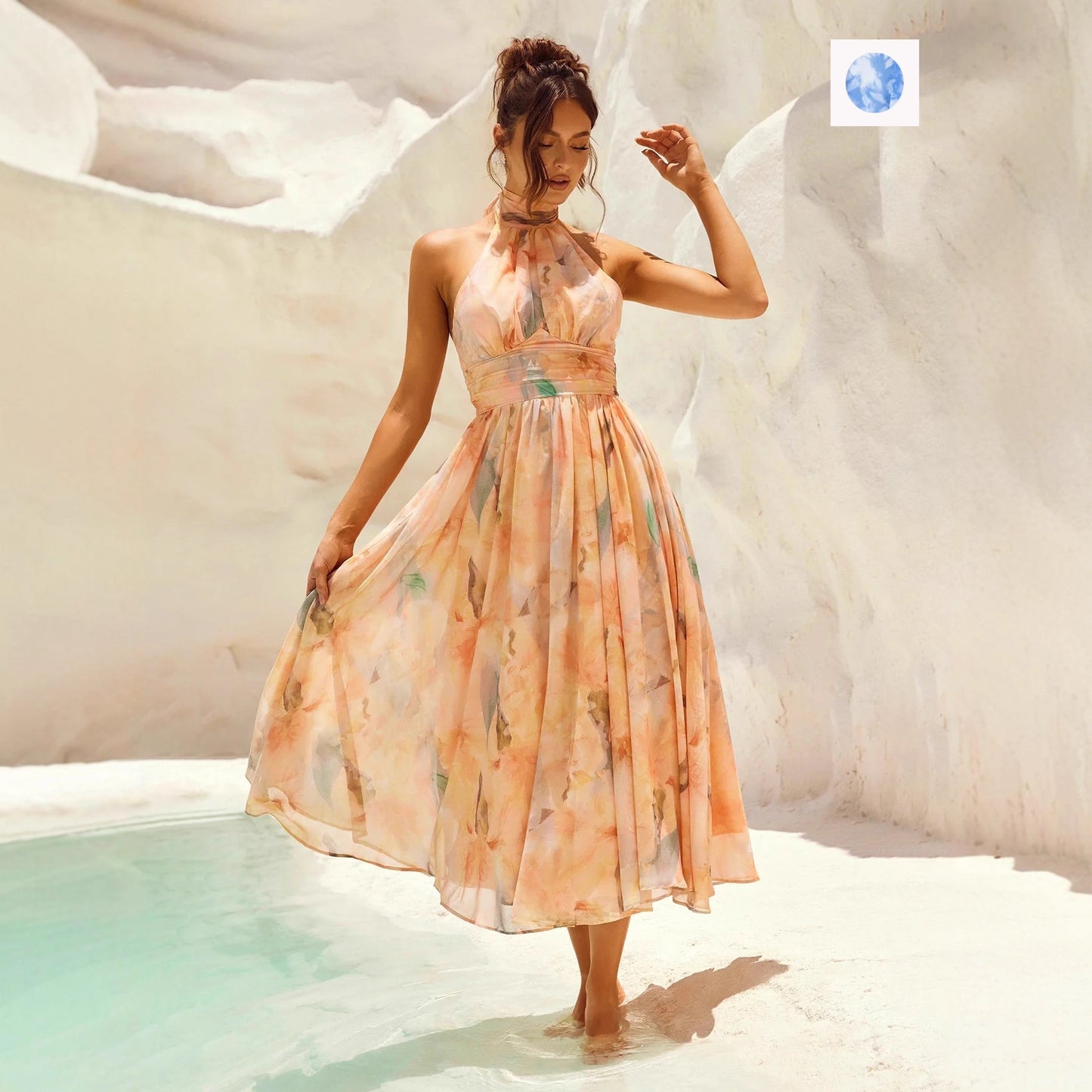 Robe – Longue Imprimée & Dos Nu