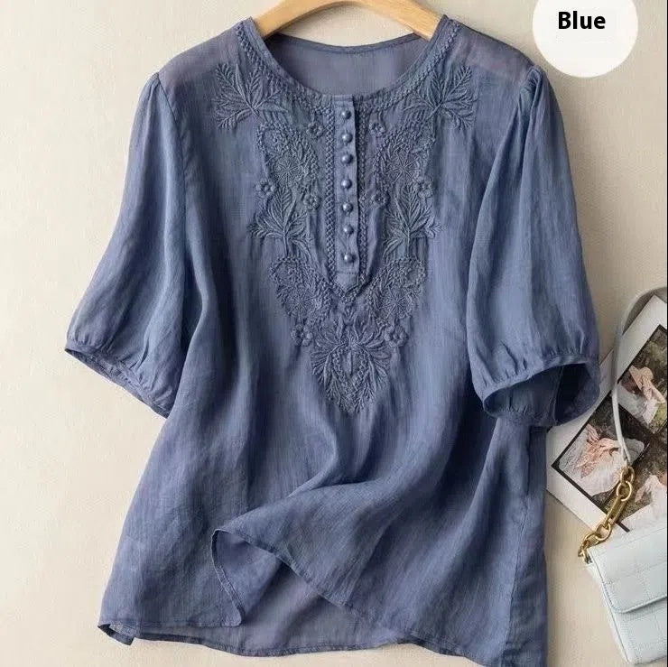 Blouse – Lin Brodé & Col Rond