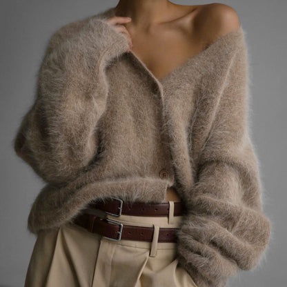 Cardigan – Col V & Boutons Dorés