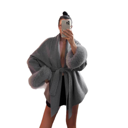 Manteau – Col V & Laçage Élégant