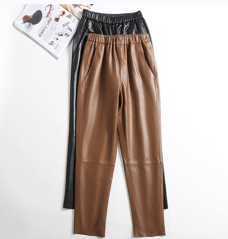 Pantalon – Cuir Souple & Silhouette Structurée