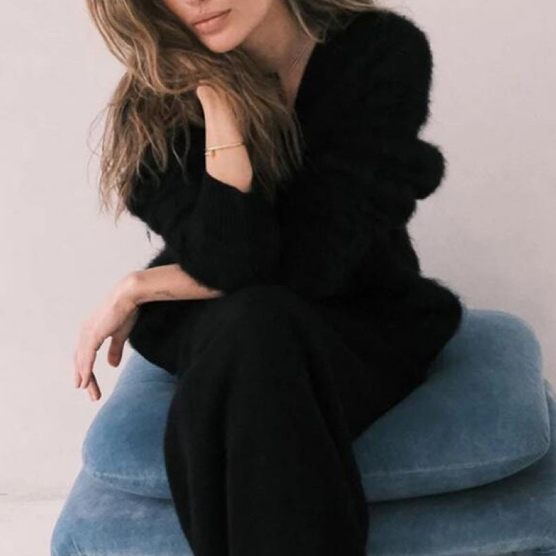 Cardigan boutonné à col V – Mode automne/hiver pour femme