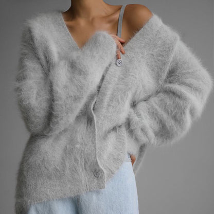 Cardigan – Col V & Boutons Dorés