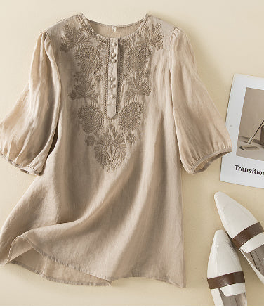 Blouse – Lin Brodé & Col Rond