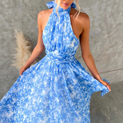 Robe – Longue Imprimée & Dos Nu
