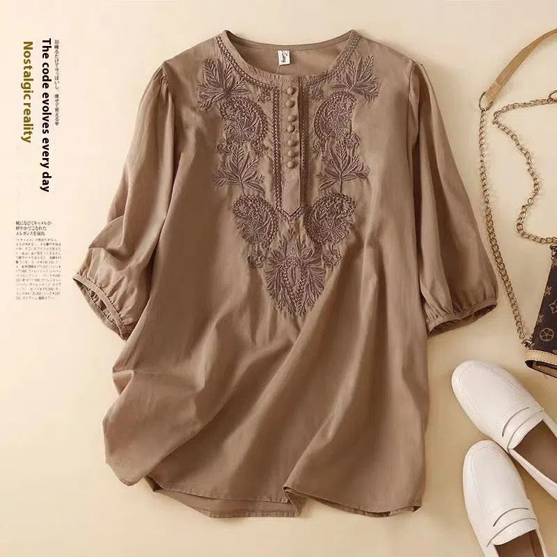 Blouse – Lin Brodé & Col Rond