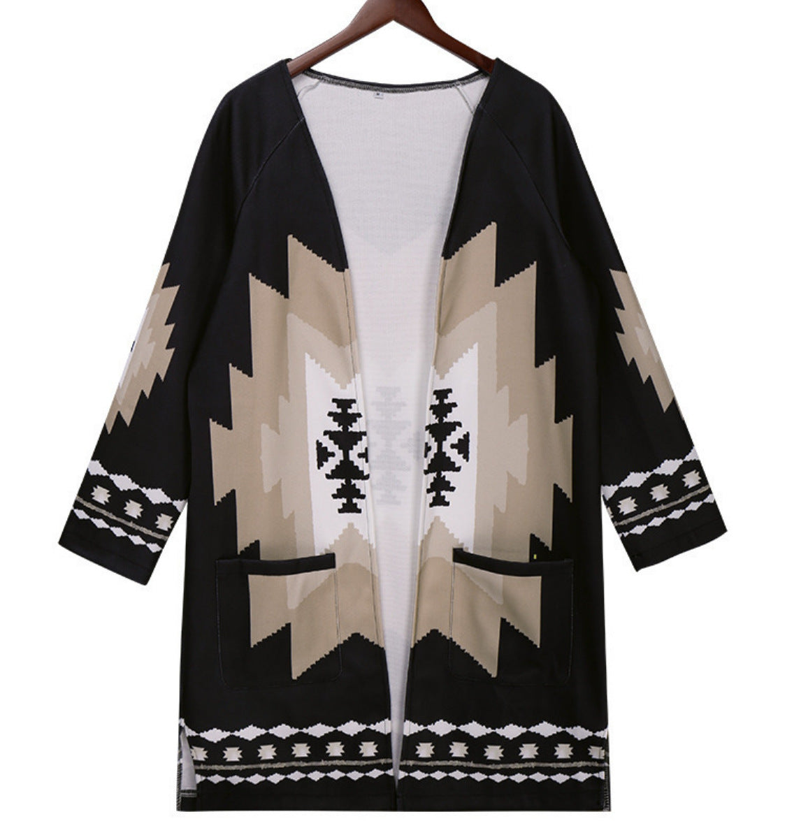 Amazon long sleeve printed cardigan coat woolen coat d