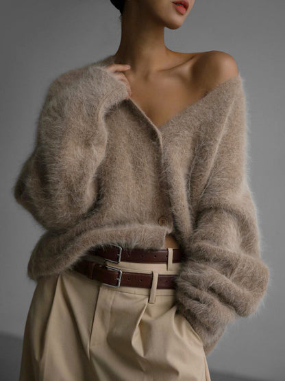 Cardigan – Col V & Boutons Dorés