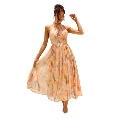 Robe – Longue Imprimée & Dos Nu