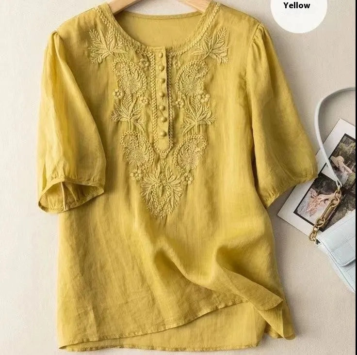Blouse – Lin Brodé & Col Rond