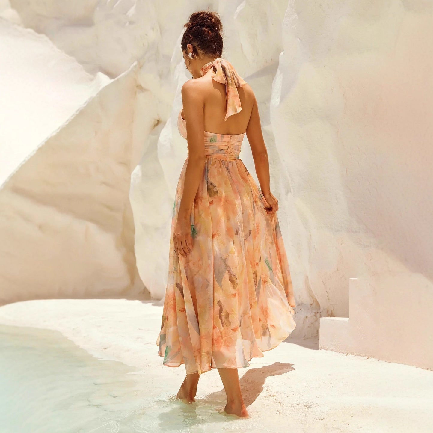 Robe – Longue Imprimée & Dos Nu