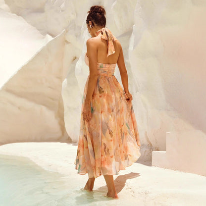 Robe – Longue Imprimée & Dos Nu