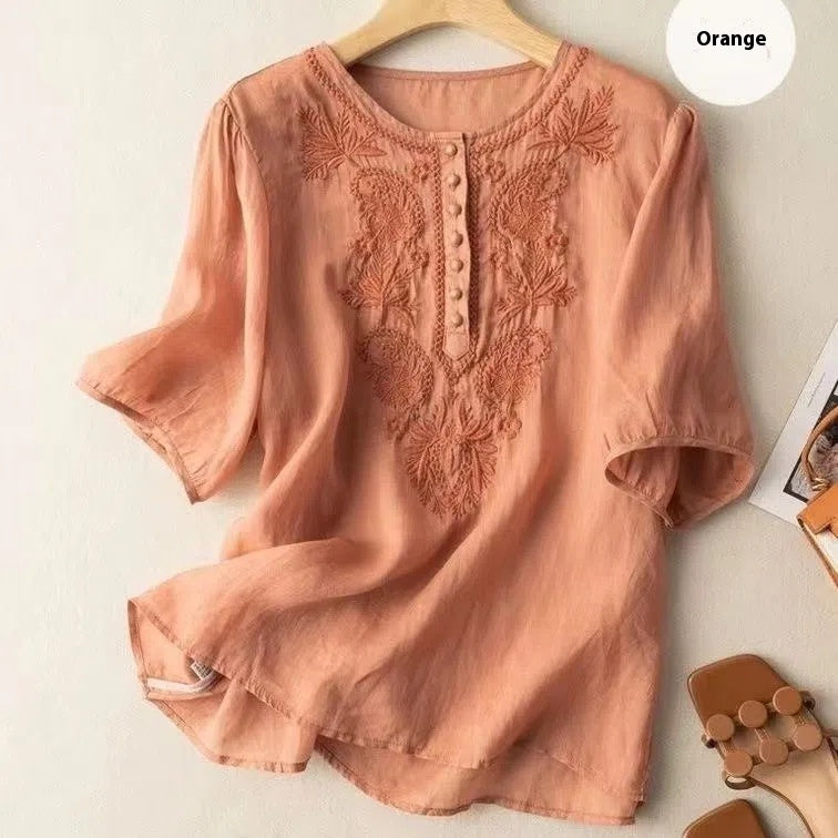Blouse – Lin Brodé & Col Rond