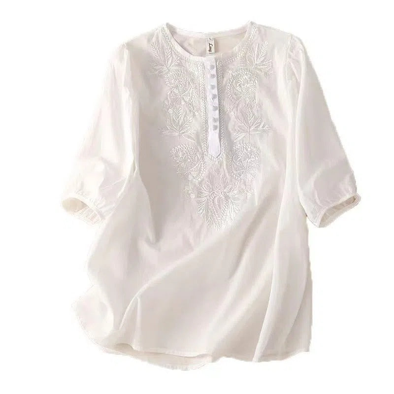 Blouse – Lin Brodé & Col Rond